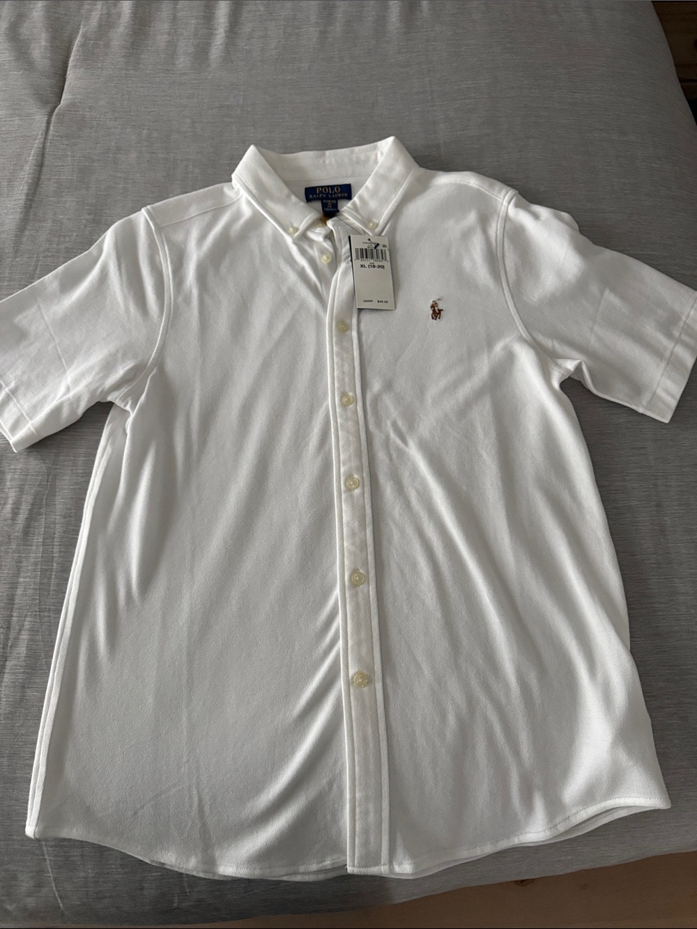 Polo by Ralph Lauren White Button-Down Polo Shirt with Tag